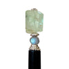 Another close up of our Kira Tidal Hair Stick made from green fluorite nugget stone.