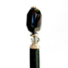 The side view of our Laura Hair Stick made with Onyx nuggets and Austrian crystal accent.