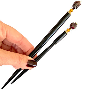 The large and standard size options for our Gia Hair Sticks 