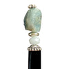 A close up of our Skye Hair Stick made from an aquamarine nugget