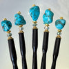 A set of five of the Indie Tidal Hair Stick made with turquoise Magnesite nuggets.