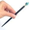 The large size of the Indie Tidal Hair Stick made with turquoise Magnesite nuggets.