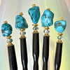 A set of five of the Indie Tidal Hair Stick made with turquoise Magnesite nuggets.