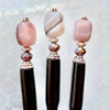 Three of the Cassie Hair Stick made from lavender gray agate stone nuggets.