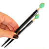The large and standard options for our Dakota Hair Sticks