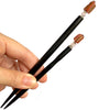 The standard and large sizes of the Eve Hair Stick made from pink shell nuggets