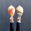 Two of the Gemma Tidal Hair Stick made from Bamboo Agate Stone beads.