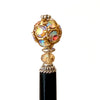 A close up of the Kathleen Hair Stick made from a gold Czech glass bead