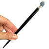 The large size of the Kya Tidal Hair Stick made from blue luster Kyanite stones.