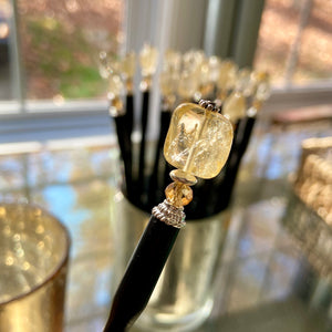 Handmaking Layla Hair Sticks from Citrine nuggets
