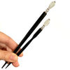 The standard and large sizes of the Luna Tidal Hair Stick made from Rainbow Moonstone nugget beads.