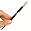 A full picture of the Luna Tidal Hair Stick made from Rainbow Moonstone nugget beads.