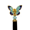 A close up  of the Mariposa Hair Sticks made from cloisonne butterfly beads