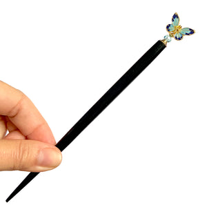 The large size  of the Mariposa Hair Sticks made from cloisonne butterfly beads