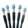 A set of five of our Skye Hair Sticks made from aquamarine nuggets.