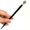 The large size of our Skye hair stick made from an aquamarine nugget.
