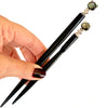 The large and standard size options of our Kat Hair Stick