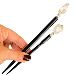The large and standard size of our Natasha Hair Sticks